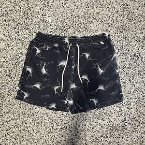 Polo Ralph Lauren Swim Trunks Mens XL Navy Blue Board Shorts Marlin AOP Graphic